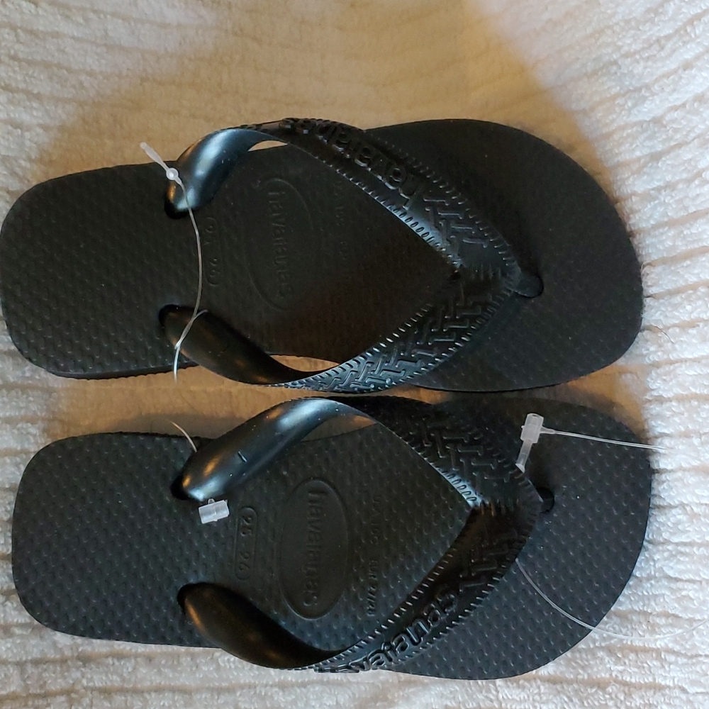 HAVAIANAS BLACK FLIP FLOPS FOR TODDLER SIZE 10C